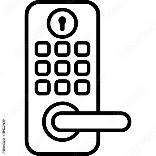 Smart lock with keypad outline icon vector