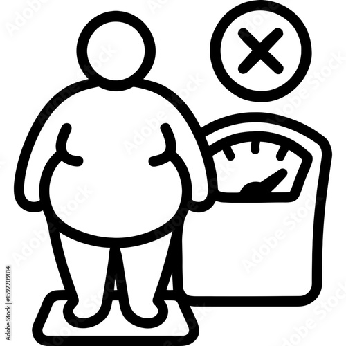 Overweight excess icon with tipping scale outline icon vector