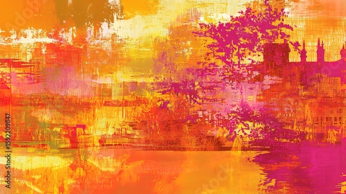 Vibrant Grunge Art Wall with Gradient Lighting, Abstract and Textured Design