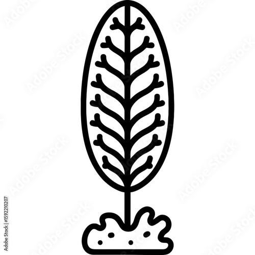 Sea pen feather colony outline icon vector