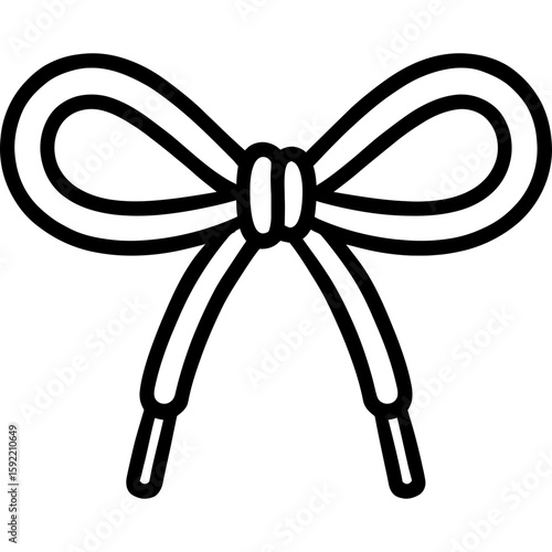 Shoelace bow tied outline icon vector