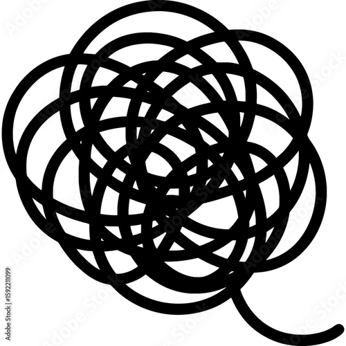 Tangled string chaotic pattern outline icon vector