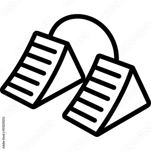 Wheel chocks wedge pair outline icon vector