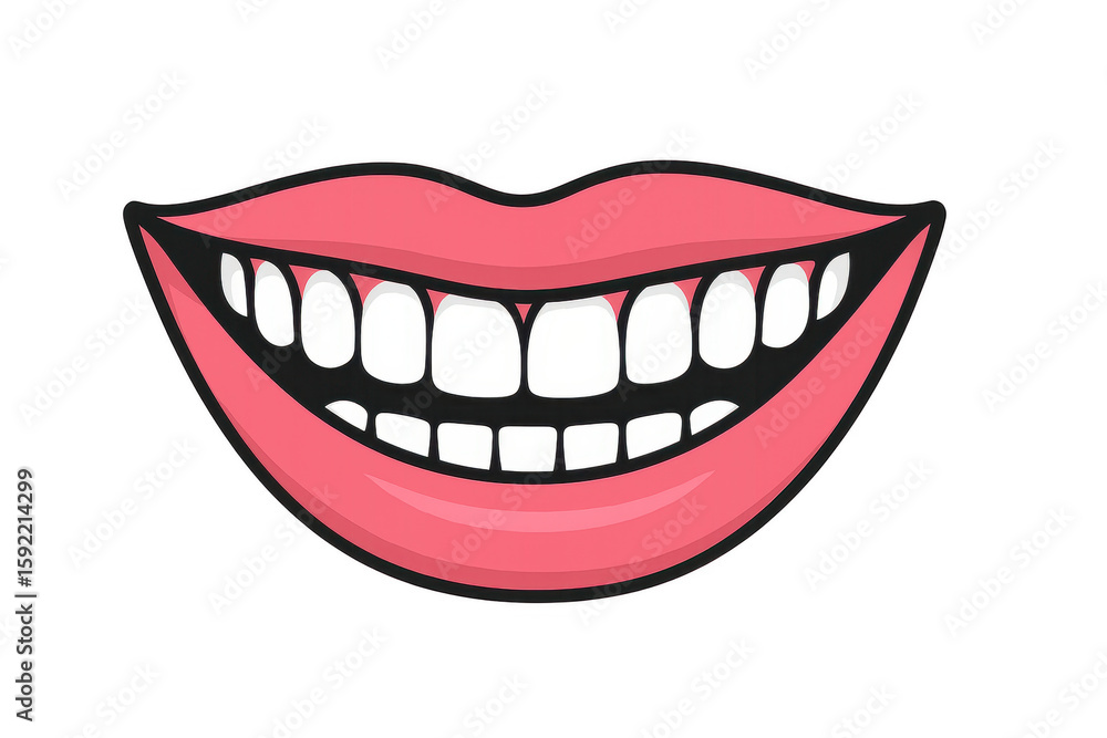 Fototapeta premium Smiling female mouth with white teeth showing on transparent background