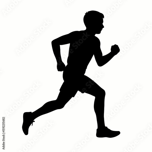 Silhouette of a Young Runner in Motion