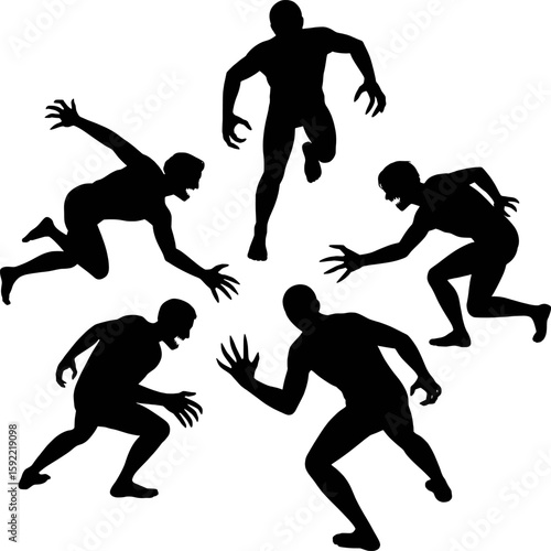 Terrifying monster silhouettes attacking in a dynamic pose collection claw menacing