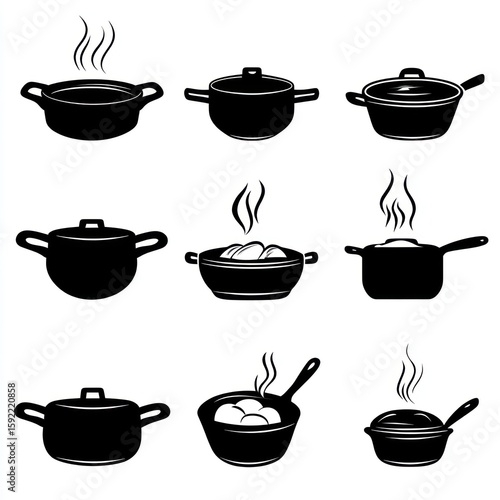 Silhouettes of various cooking pots and pans (1)