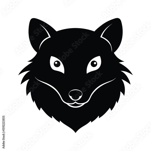 Silhouette vector of a binturong head with whiskers and shaggy fur for exotic forest animal art Vector illustration