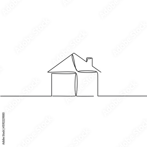 Minimalist House One Line Drawing