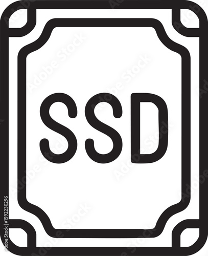 SSD Drive Icon Outline Solid State Disk Storage Technology Computer Hardware Data Memory Device Fast Digital Equipment Modern Component Vector

