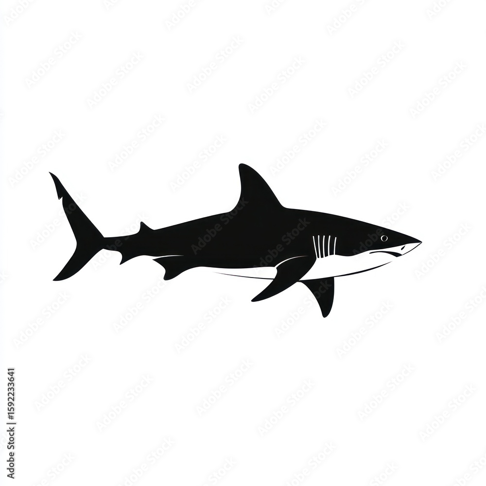 Obraz premium Black and white shark silhouette