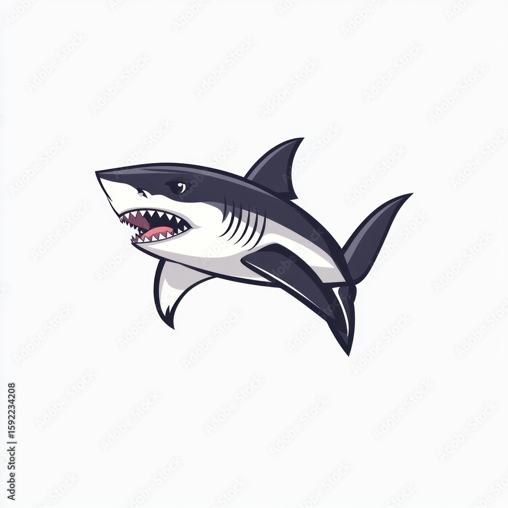 Obraz premium Cartoon shark illustration against a plain white background