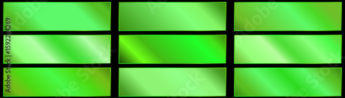 Collection of green gradients, modern modifications of colors and tones. metallic green palette.
