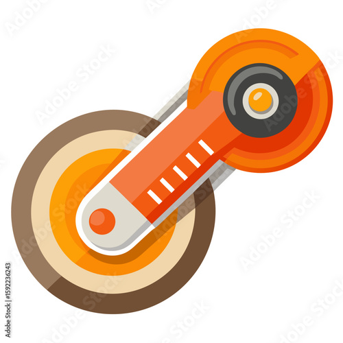 Illustration of an orange safety guard rotary cutter for quilting and crafting projects