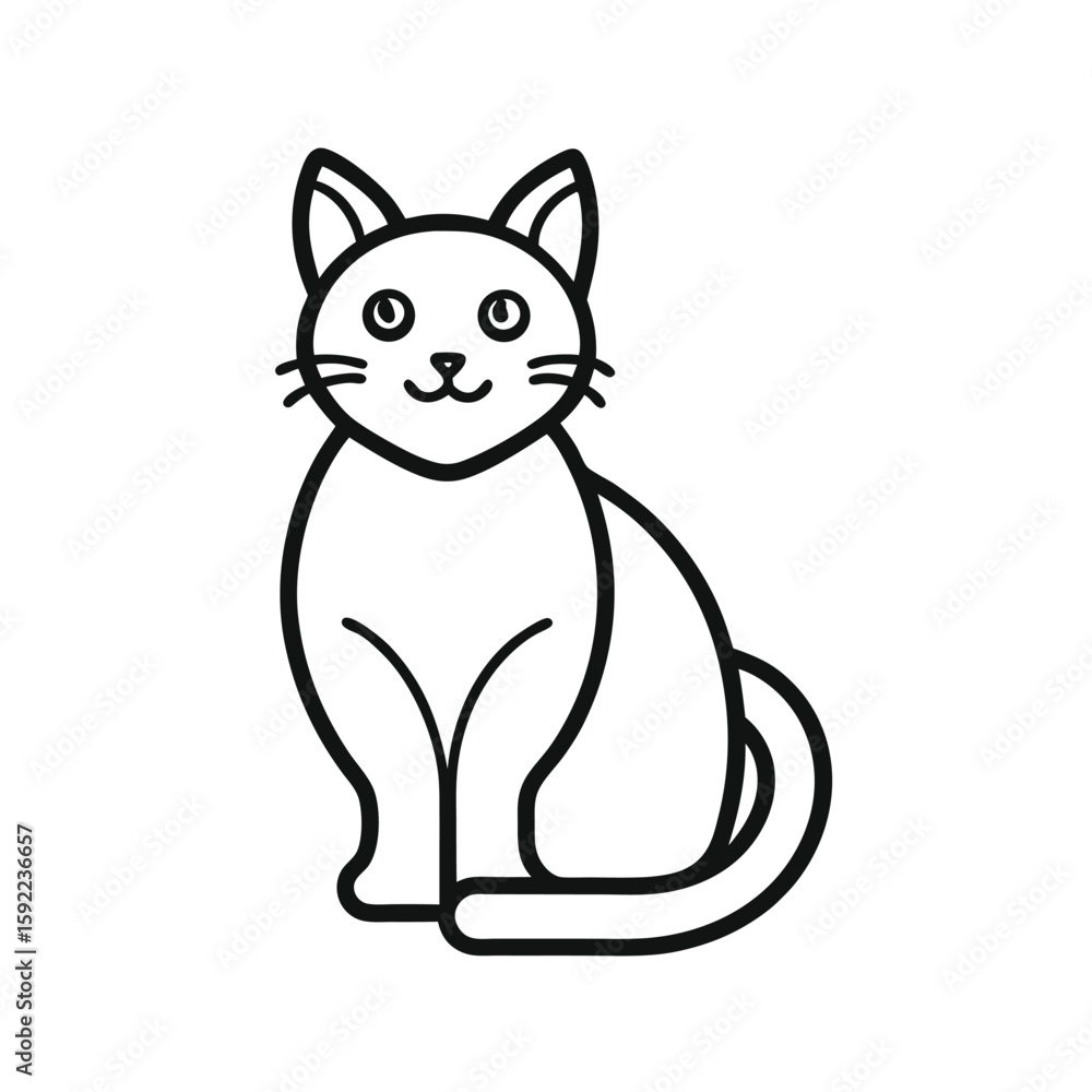 Obraz premium Outline Icon of Cat Sitting Pose – Minimalist Feline Vector Symbol