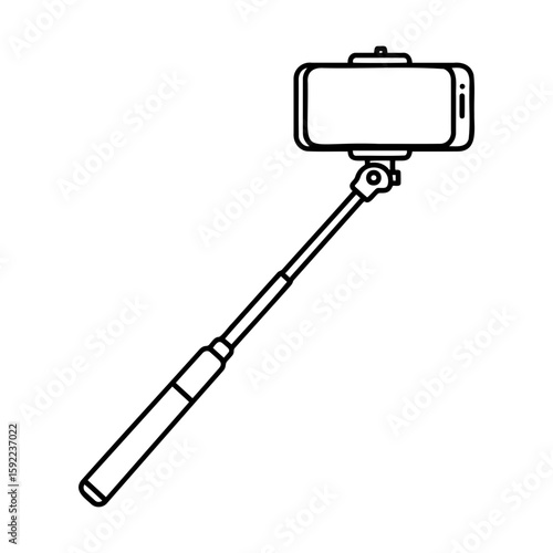 Selfie stick, minimalistic design, monochrome colors,