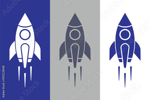 Rocket launched icon. Startup rocket sign. Spaceship color icon. Speed launch symbol. Shuttle sign. Business marketing idea pictogram. EPS 10