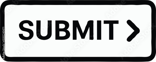Rendered Submit Button with Black Text and Arrow on White Background, Ideal for Web or App Interfaces