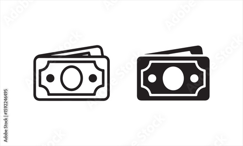 Money Icon Set – Minimal Vector Dollar Bill Icons 