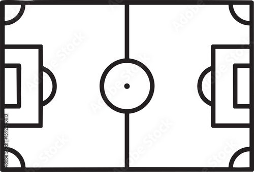 Soccer Field Icon Outline Football Pitch Top View Simple Stadium Sport Court Game Plan Strategy Playground Design Isolated Vector

