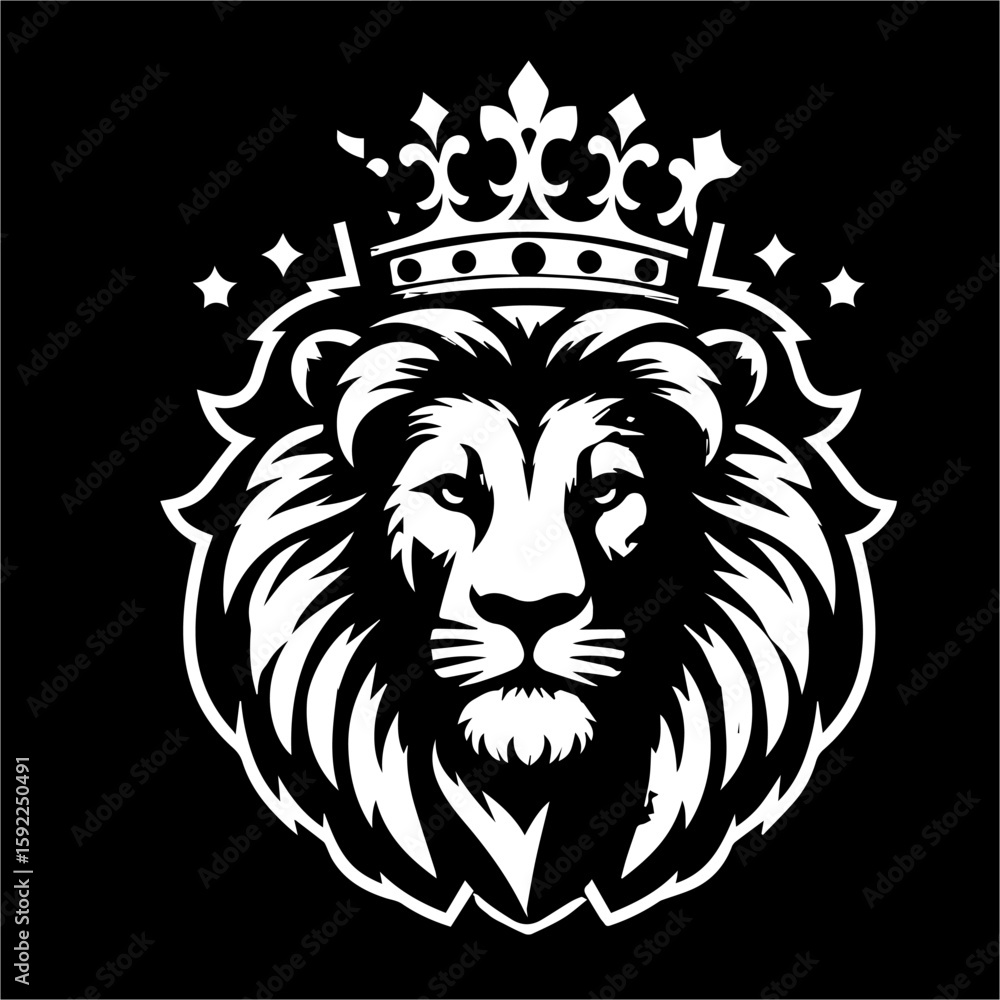 Obraz premium lion king logo vector wearing crown