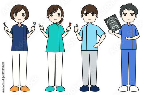 医療スタッフの男女4