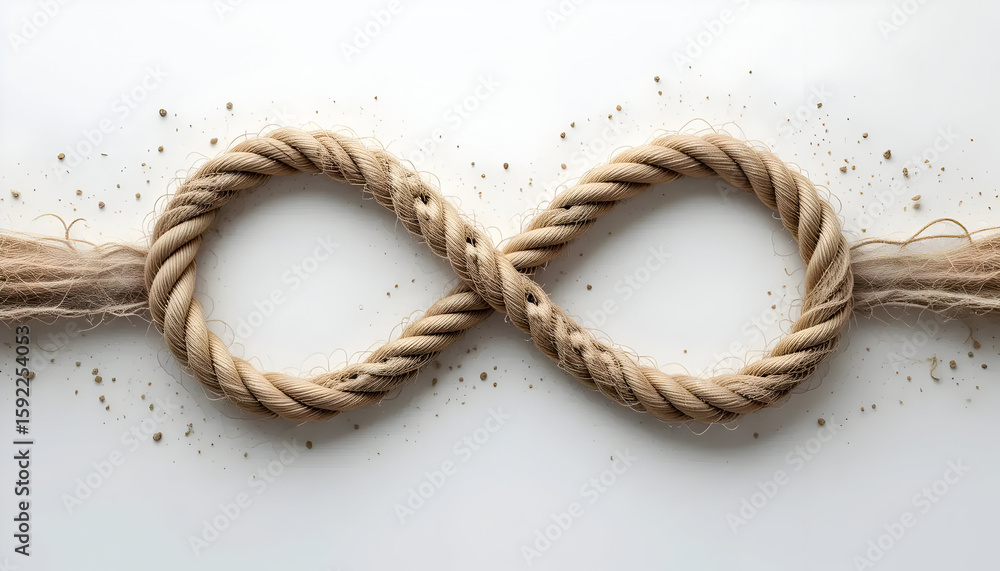 Infinity Knot Rope Design on White Surface Concept Infinity Knot Rope Design on White Surface Concept