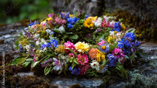 Wallpaper Mural Summer Solstice Day, Midsummer, Litha holiday. Flowers wreath Torontodigital.ca