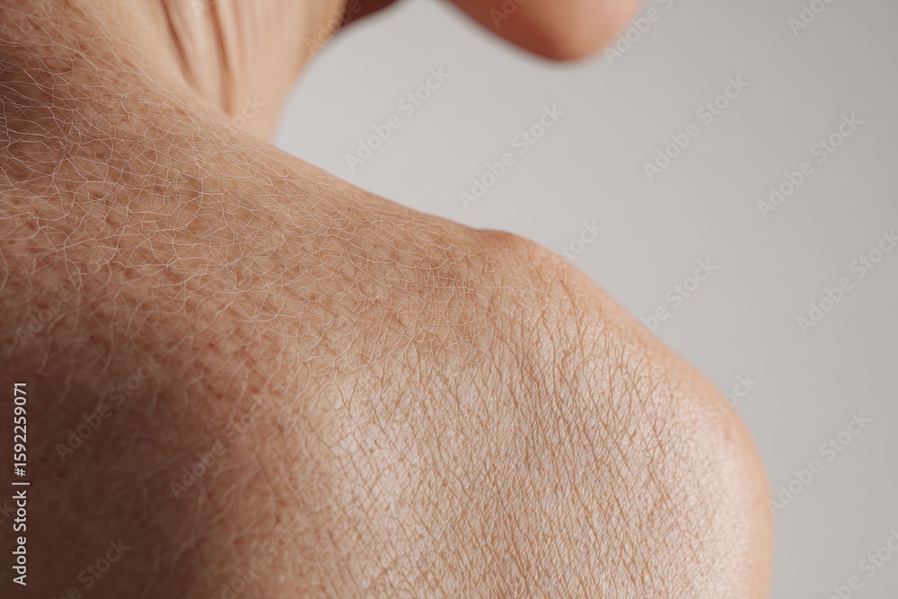 Fototapeta premium Close-up of a person's shoulder and upper back