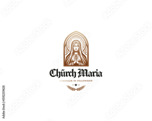 Lady Virgin Mary Mother of Jesus, Holy Mary church logo template for religious