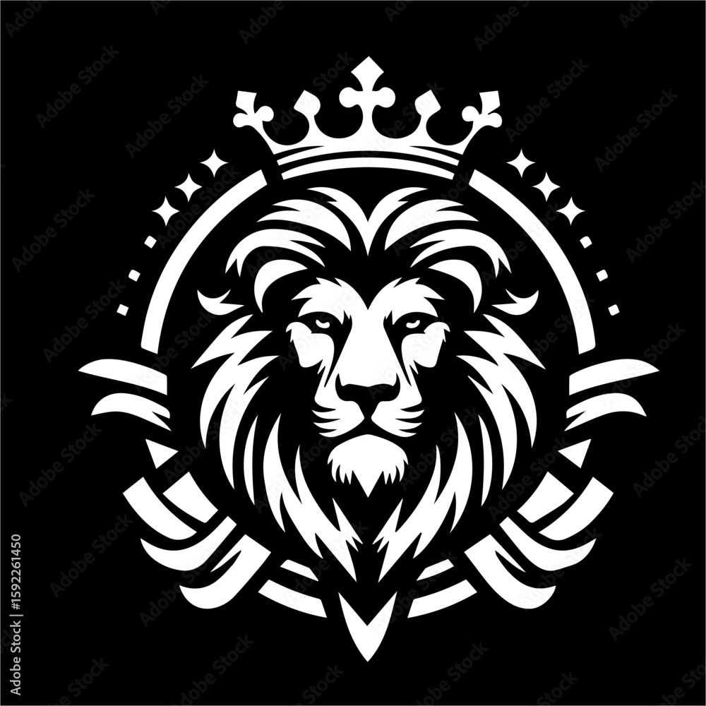 Obraz premium lion king logo vector wearing crown