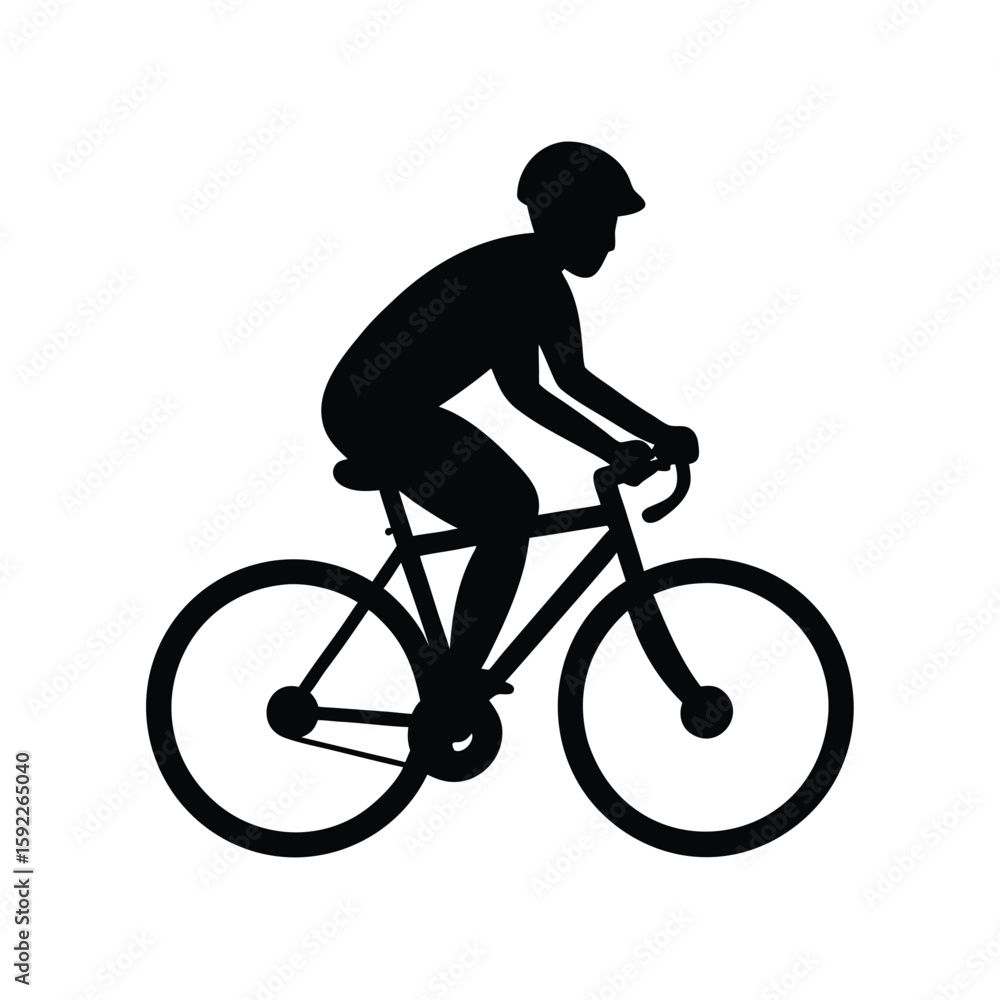 Obraz premium Person Cycling Gracefully Through Open Landscape Line Art Vector illustration