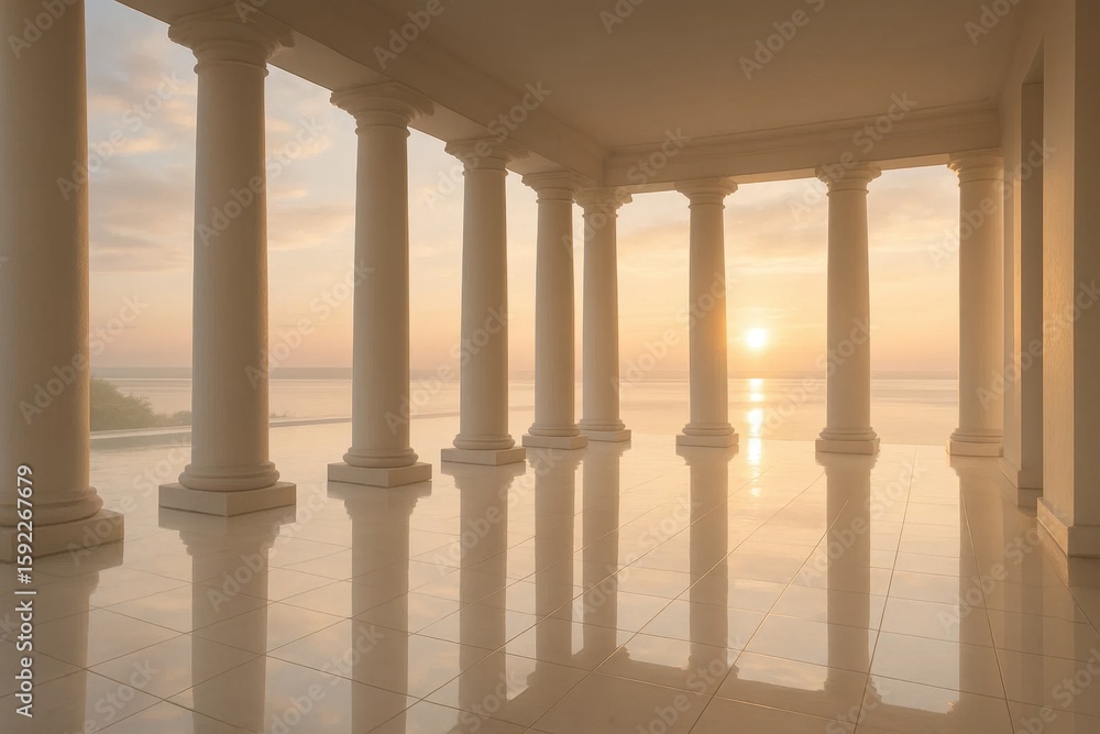 Fototapeta premium A Glimpse of Classical Architecture at Sunset