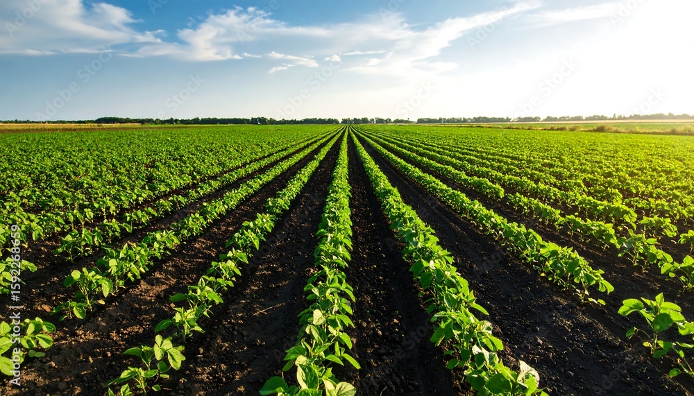Obraz premium Wide shot of a soybean field