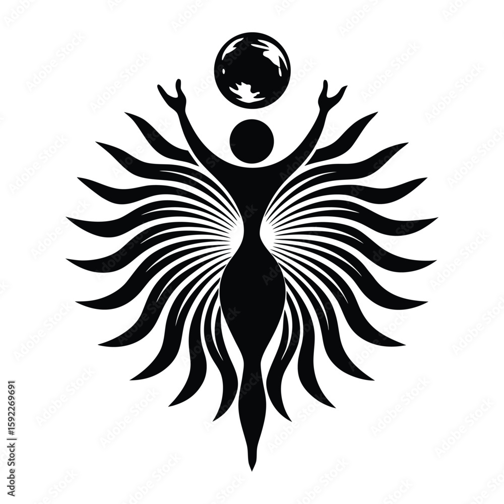 Fototapeta premium Abstract Sun Goddess Art Print Celestial Woman