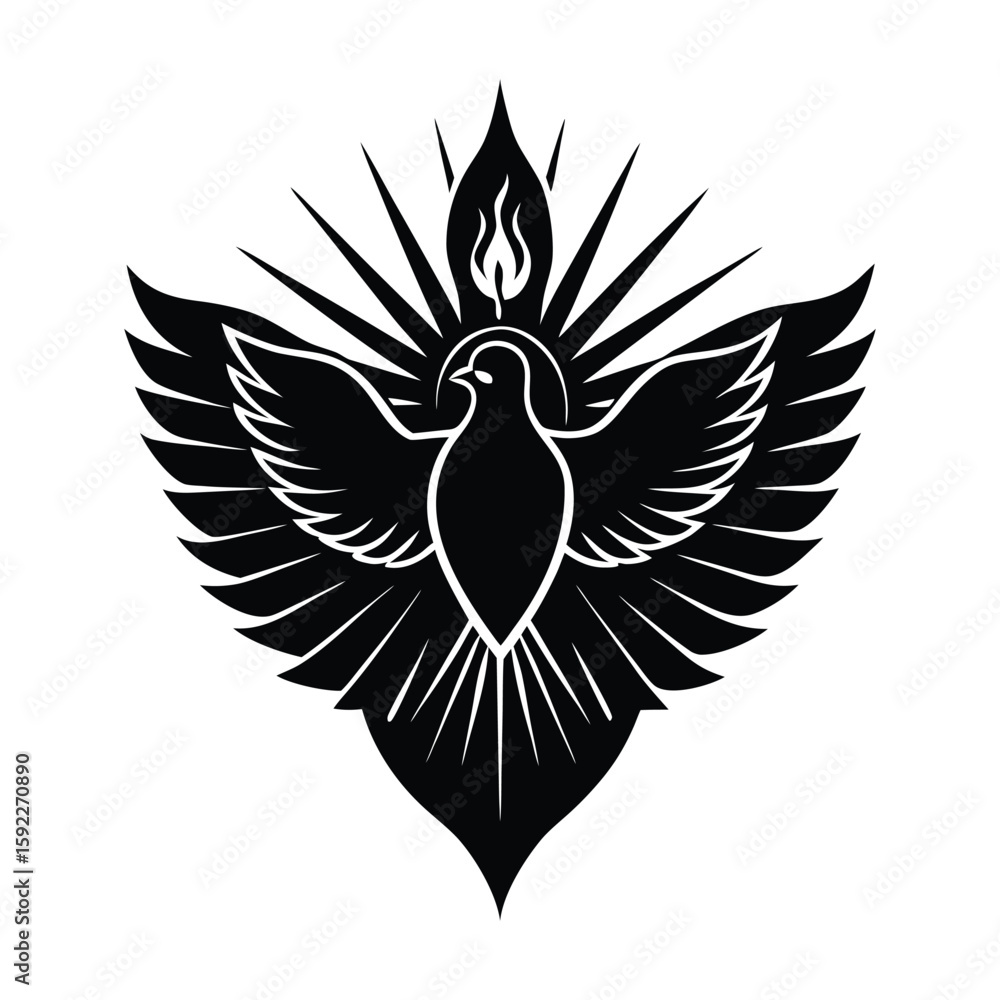 Obraz premium Holy Spirit Dove Religious Symbol Vector Art Graphic