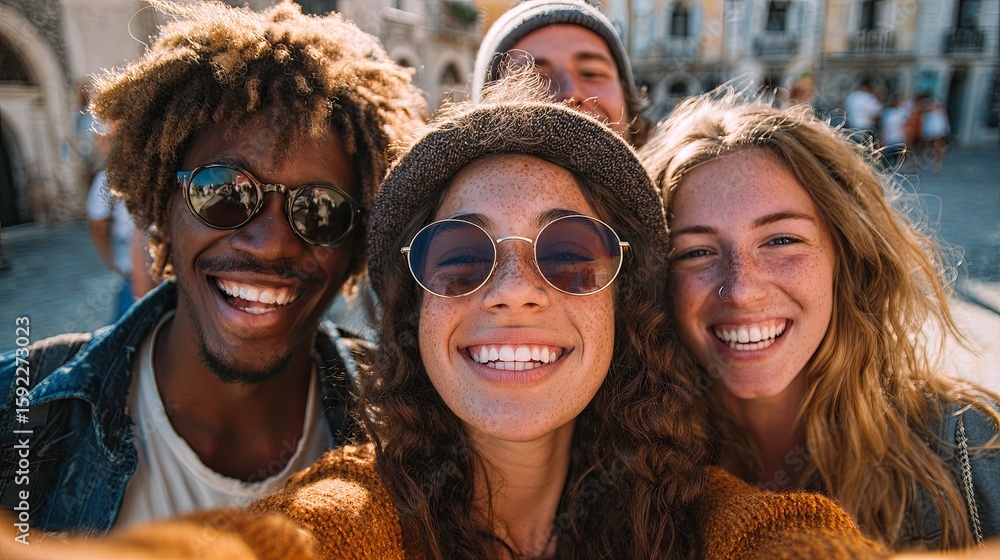 Fototapeta premium Happy Friends Taking a Selfie Outdoors