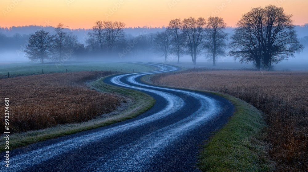 Fototapeta premium Misty Sunrise Country Road