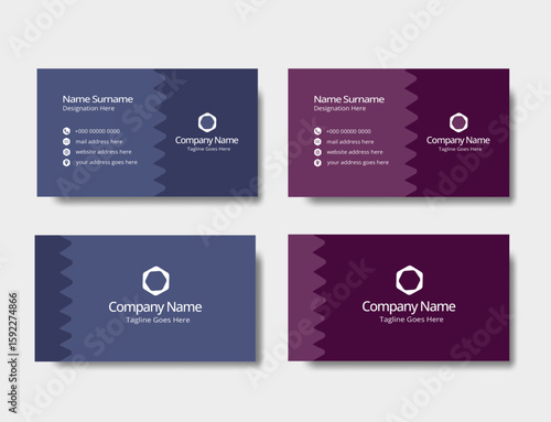 Double-sided creative and professional corporate business card vector design, two colour variation clean and modern horizontal visiting card template set for business and personal use    