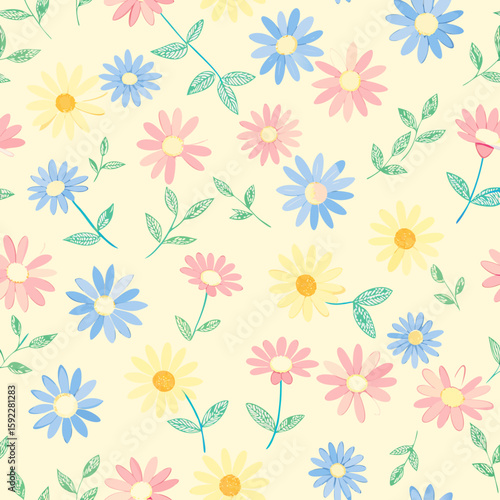 Wallpaper Mural  pattern with flowers Torontodigital.ca