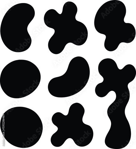 Abstract Black Shapes: Organic, Modern, Minimalist Design Elements for Branding