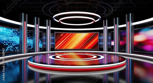 Television studio, virtual studio set. ideal for green screen compositing. 