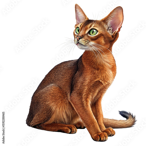 Abyssinian cat with reddish coat and upright alert ears