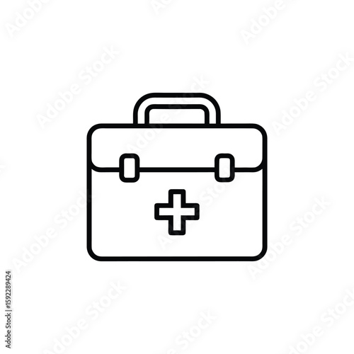 First aid kit icon with medical cross isolated on white background