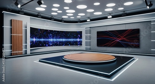Television studio, virtual studio set. ideal for green screen compositing,