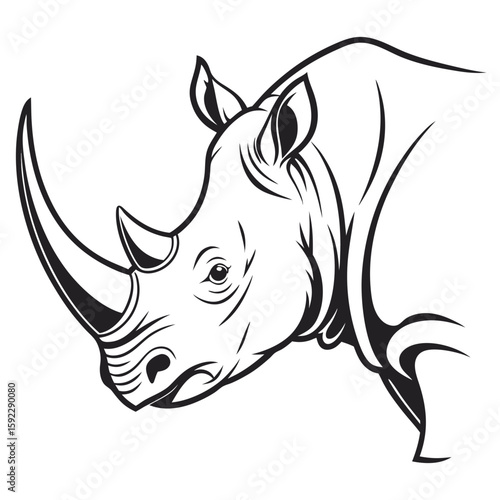 Rhinoceros head illustration, powerful animal