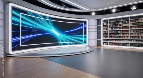 Television studio, virtual studio set. ideal for green screen compositing,