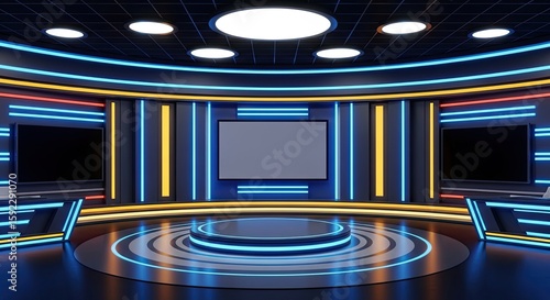 Television studio, virtual studio set. ideal for green screen compositing,
