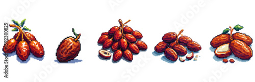 Illustrative depiction of dates, showcasing various arrangements and cut sections.