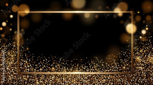 Gala celebration background with golden sparkles and shimmering lights in a festive atmosphere for invitations